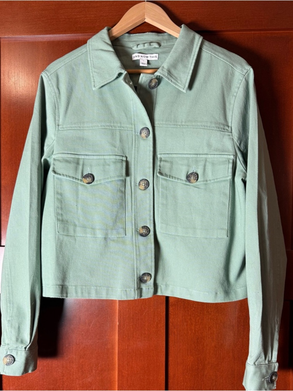 And Now This Mint Green Cotton Jean Jacket - Casual Button-Up